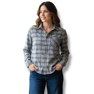 Frank & Eileen | Gray Plaid Barry Long Sleeve Flannel Size Small Quiet Luxury